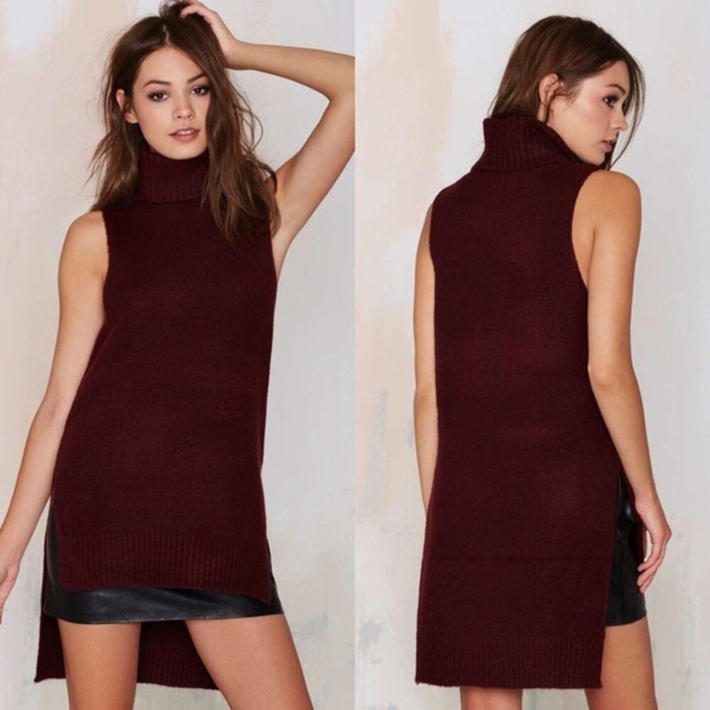 Nastygal Anaya Purple Sleeveless Turtleneck Sweater Tunic Small